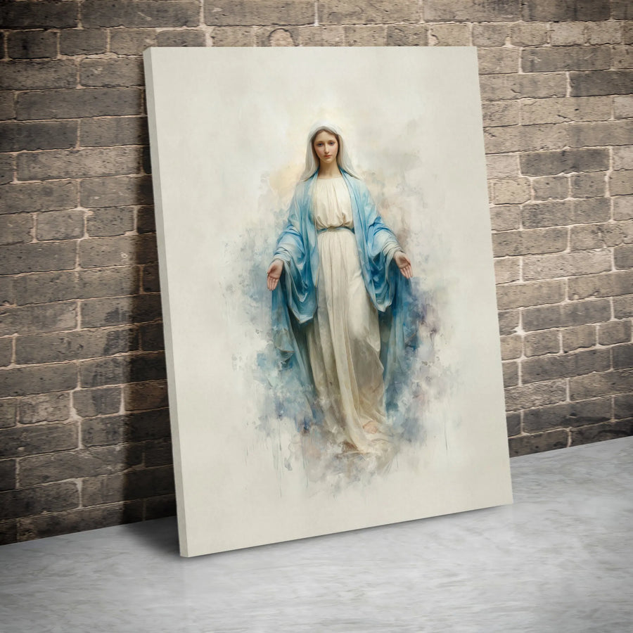 Virgin Mary Wall Art | Watercolor Blessed Mother Canvas Print | Premium Religious Home Decor | Catholic Gift for Church or Home Sanctuary