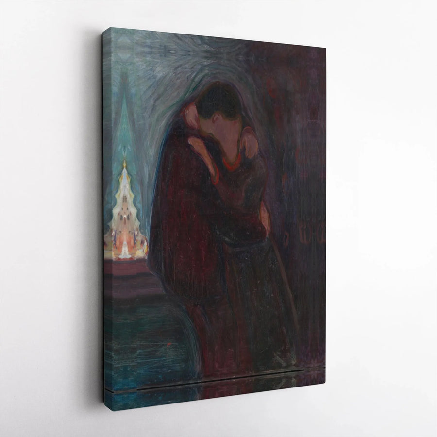 The Kiss Edvard Munch Canvas Print | Famous Expressionist Art Wall Decor | Gallery Wrapped Premium Quality | Romantic Bedroom Living Room Gift