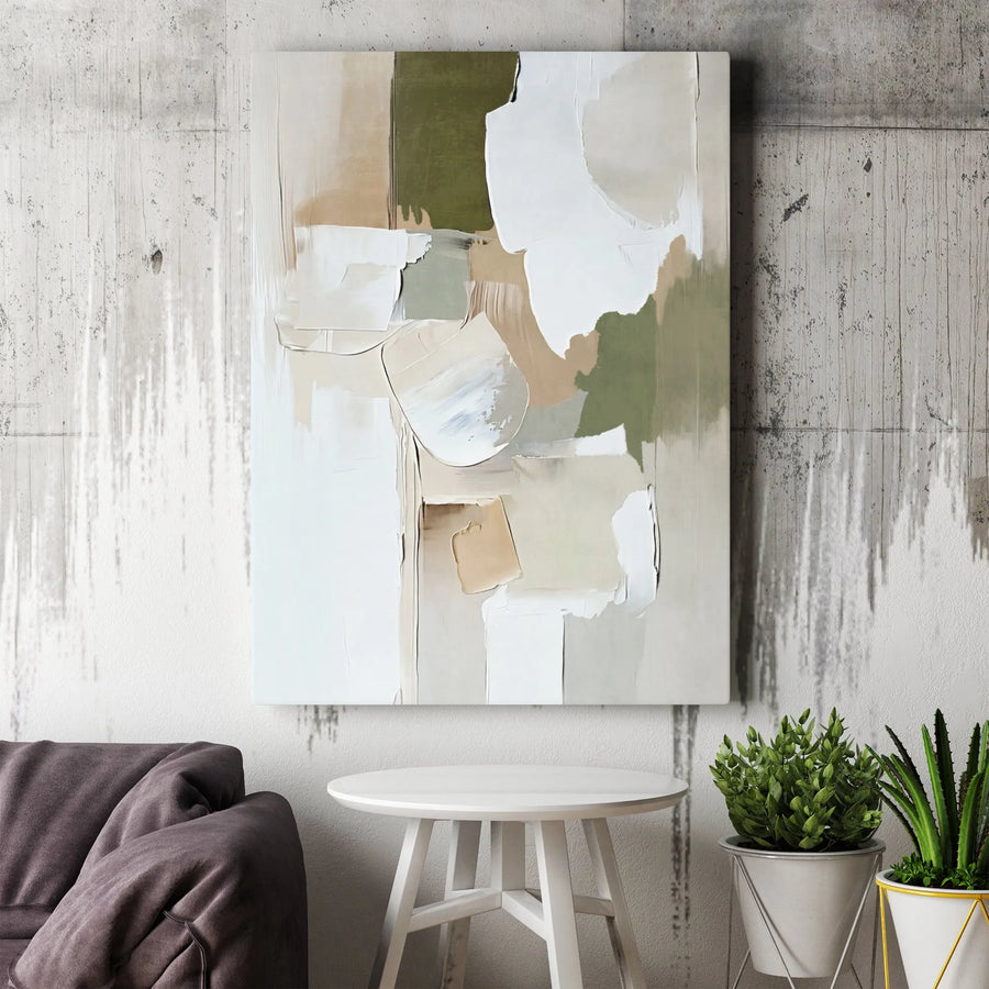 Abstract Earth Tone Vertical Canvas | Minimalist Impasto Style Wall Art | Premium 1.25" Thick Profile Print | Modern Home & Office Decor Gift