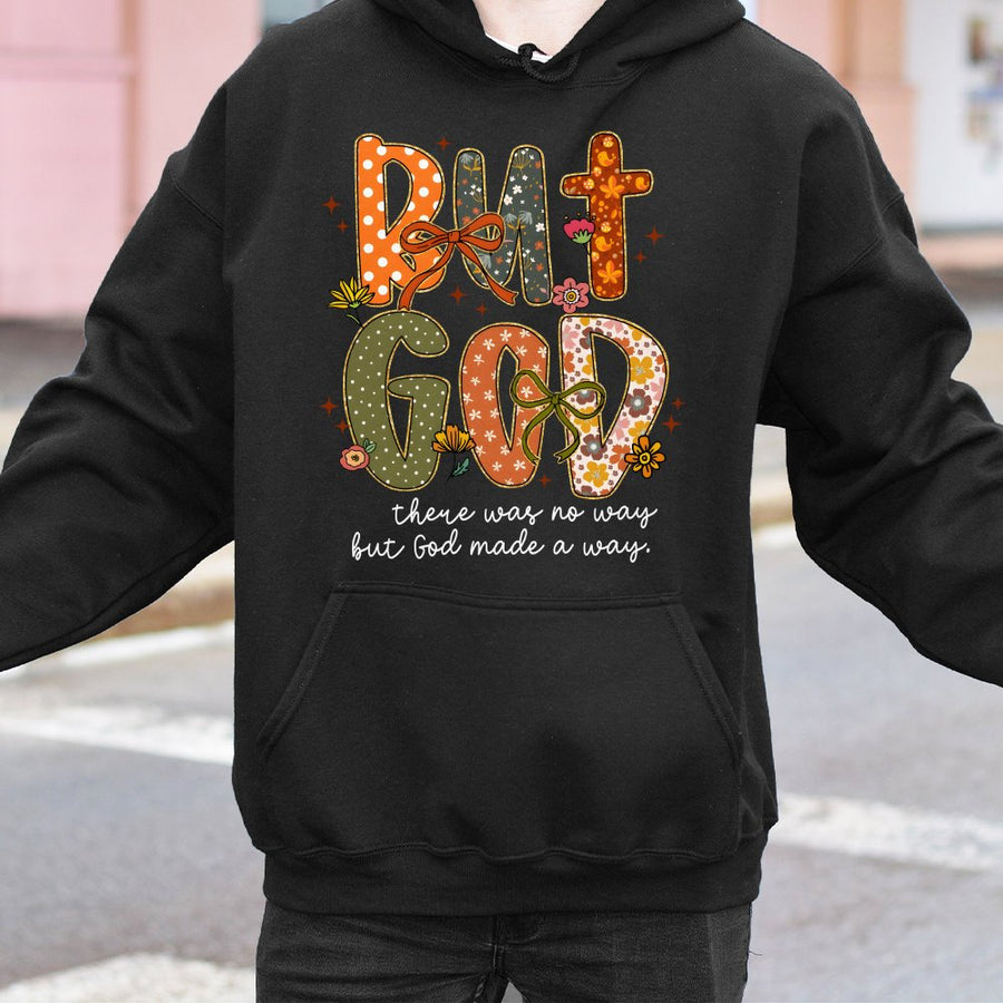 But God Hoodie | Floral Faith Inspirational Graphic | Premium Cotton Blend | Christian Gift for Women & Faith-Based Style