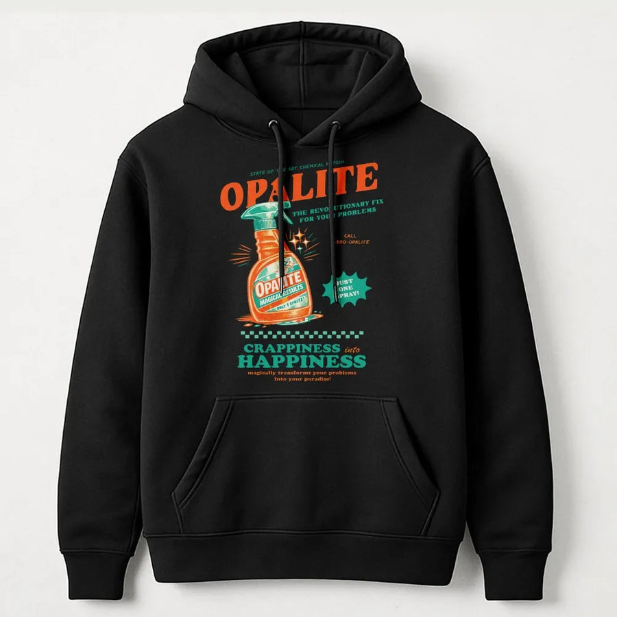Opalite Magical Cleaning Spray Hoodie | Retro Graphic Streetwear Design | Premium Cotton Poly Blend | Funny Gift For Her And Him