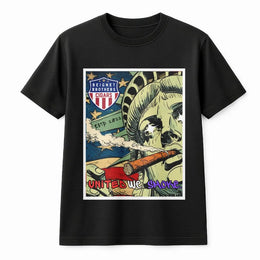Lady Liberty Smoking Cigar T-Shirt | United We Smoke Graphic Art | Premium Cotton-Blend Pullover | Gift for Cigar Lover