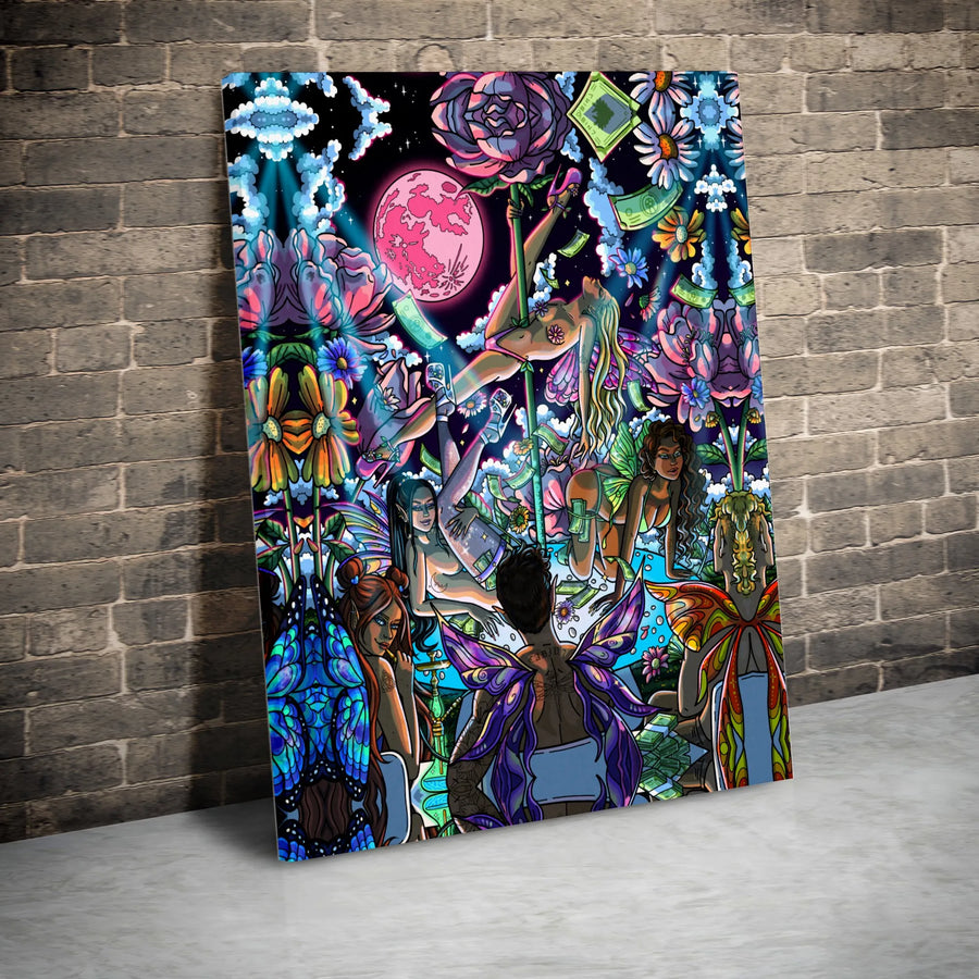 Psychedelic Fairy Canvas Wall Art | Urban Fantasy Pole Dancer Decor | Premium Gallery Wrap Print | Edgy Aesthetic Gift for Bedroom or Studio