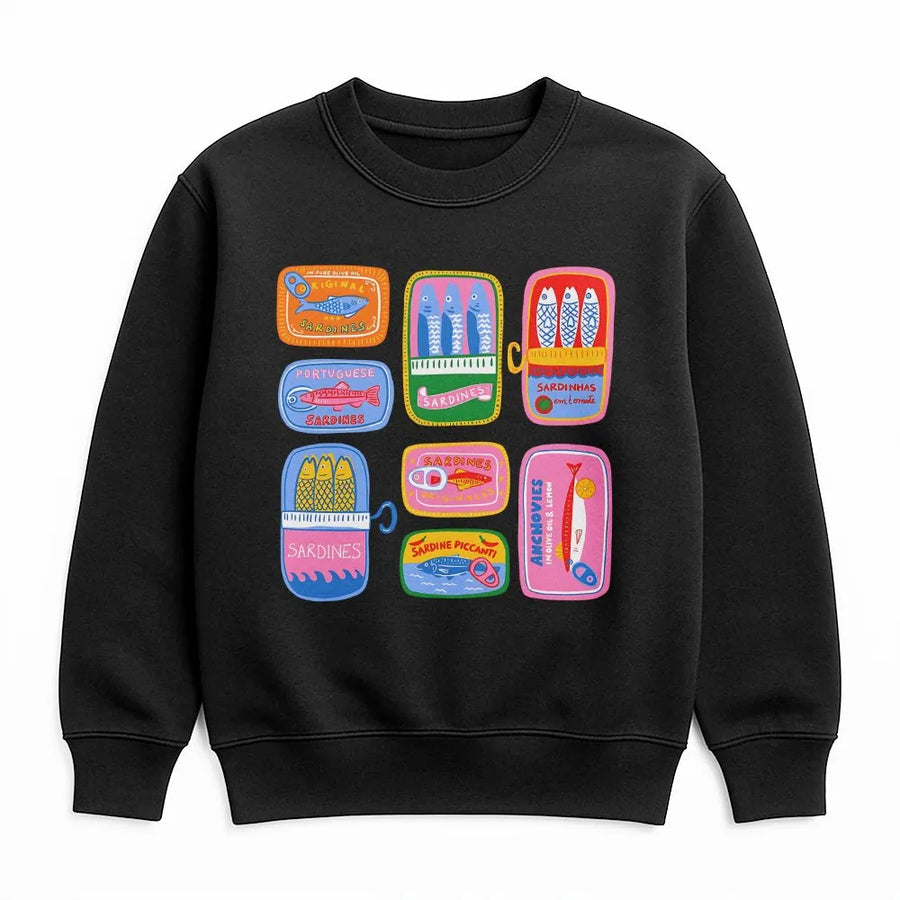 Tinned Fish Sweatshirt | Portuguese Sardine Can Art | Premium Cotton-Blend | Unique Preppy Foodie Gift