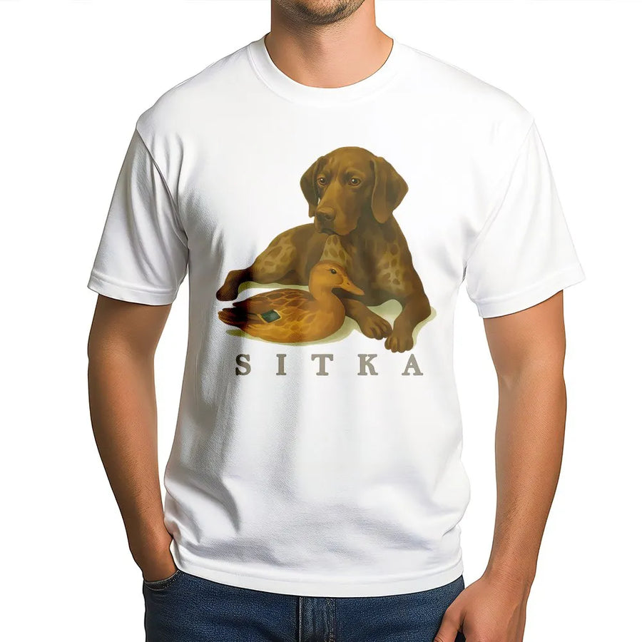 GSP Hunting T-Shirt | German Shorthaired Pointer and Duck Art | Premium Cotton Wildlife Apparel | Perfect Gift for Duck Hunters and Outdoorsmen