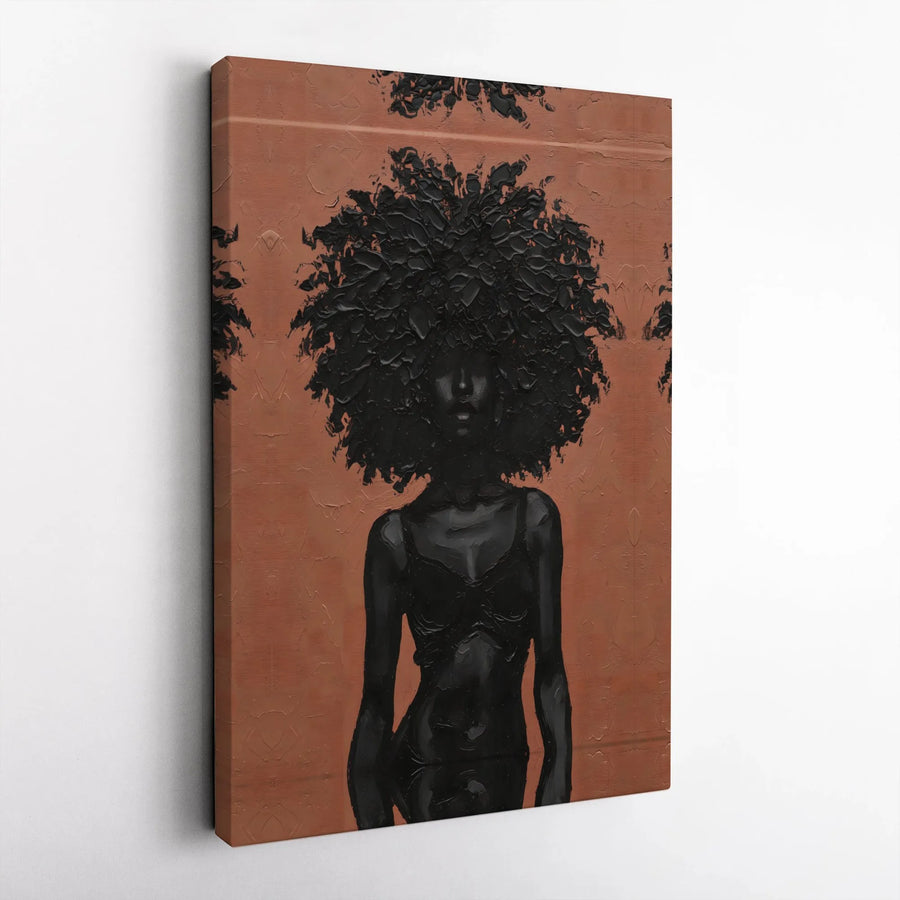 Black Woman Afro Art Canvas Print | Textured Hair Portrait | Premium Gallery Wrapped Canvas | Modern Empowerment Wall Decor Gift