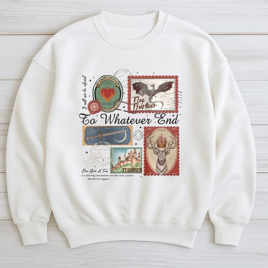Fantasy Book Sweatshirt | To Whatever End Stamp Design | Premium Unisex Pullover | Gift for Book Lovers and Readers