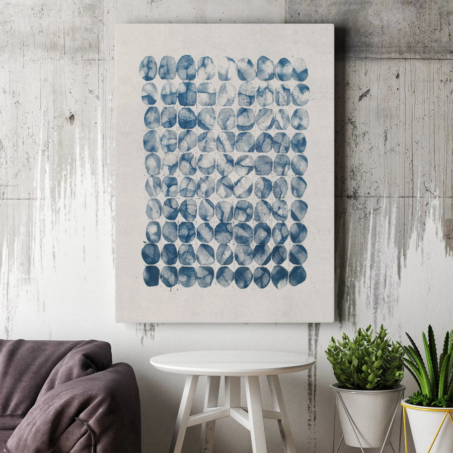 Abstract Blue Geometric Canvas Art | Minimalist Navy Grid Print | Premium Gallery Wrapped Wall Decor | Modern Home Office Wall Hanging