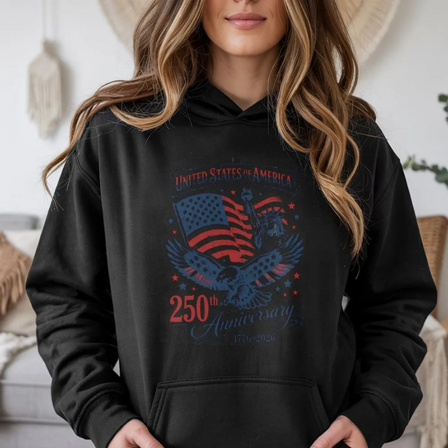 USA 250th Anniversary Hoodie | Vintage Bald Eagle & Flag Graphic | Premium Cotton Tee | Independence Day 2026 Collector's Gift for Patriots