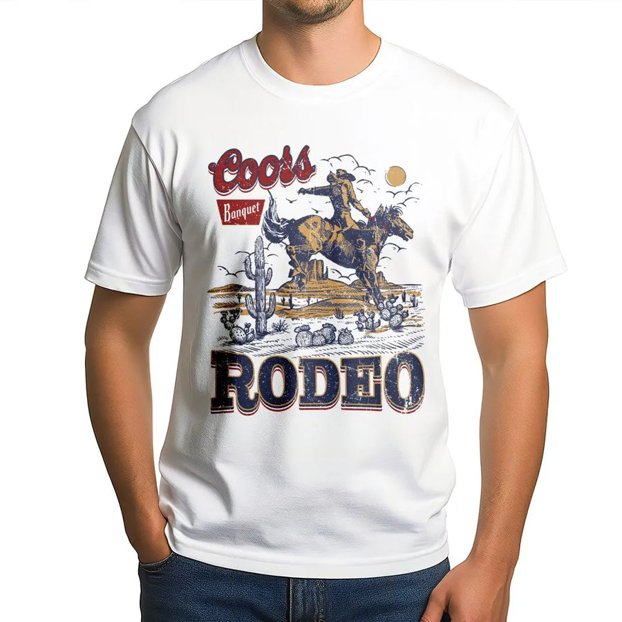 Coors Rodeo 90s Cowboy T-Shirt, Vintage 2000s Graphic Western, Relaxed Adult, Wild West