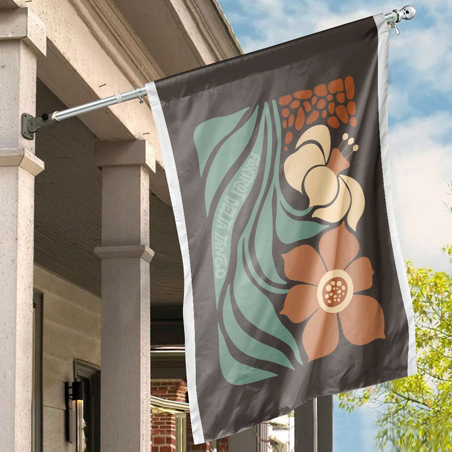 Floral House Flag | Foxtrot Delta Tango Retro Botanical Garden Art | Premium Weather-Resistant Polyester | Outdoor Home Decor Gift