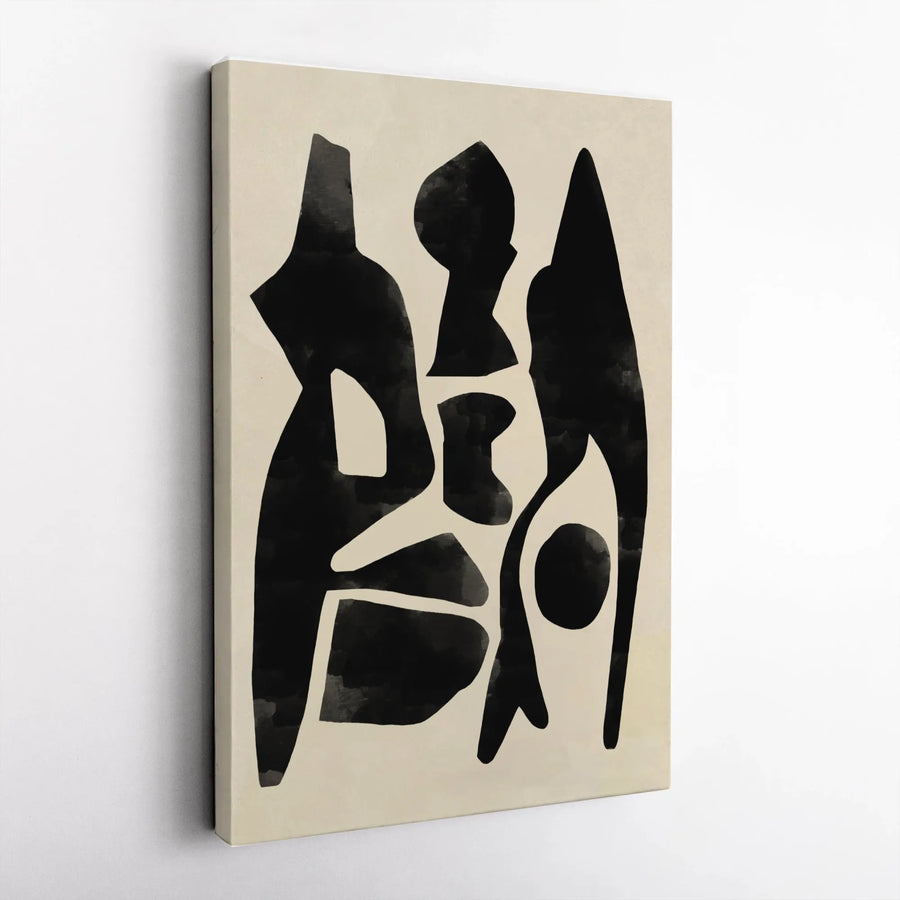 Abstract Vertical Canvas | Modern Black Ink Brushstroke Art | Premium 1.25" Thick Print | Minimalist Home & Office Decor Gift