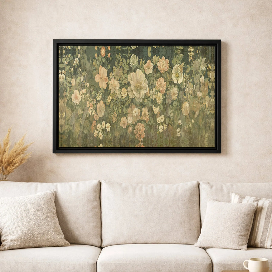 Vintage Botanical Floral Canvas Wall Art | Moody Wildflower Oil Painting Print | Gallery Quality 1.25 Inch Profile | Elegant Home Decor Gift