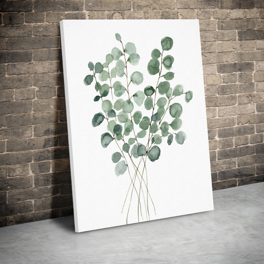 Watercolor Eucalyptus Canvas Wall Art | Botanical Greenery Print | Premium Fade-Resistant Gallery Wrap | Modern Farmhouse Living Room Decor