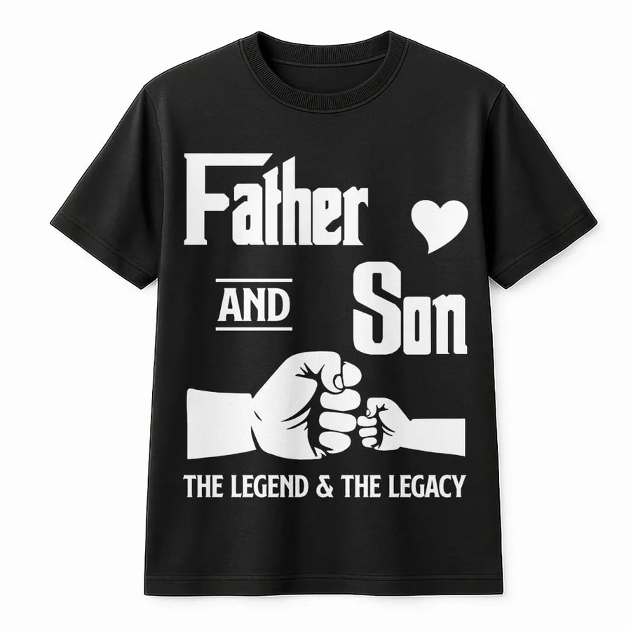 Father and Son Matching T-Shirt | The Legend & The Legacy Fist Bump Graphic | 100% Cotton Premium Quality Tee | Heartwarming Dad and Son Birthday Gift