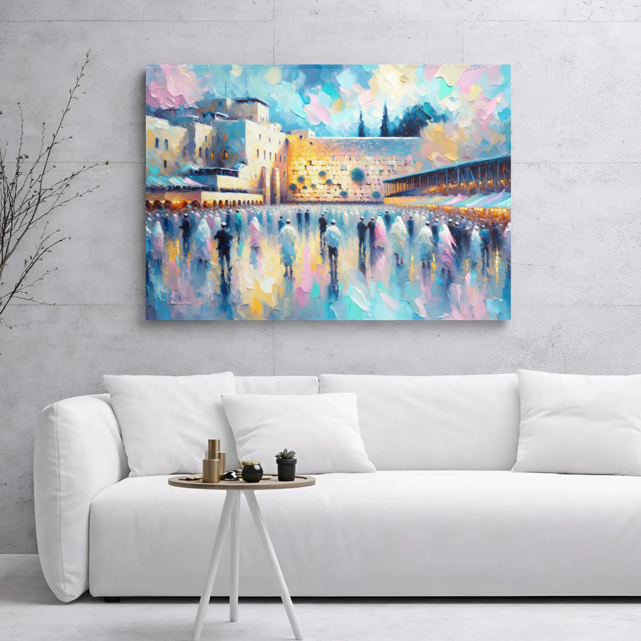 Western Wall Jerusalem Canvas Print | Impressionist Israel Art | Gallery Wrap Wall Decor | Premium Religious Gift for Home Office