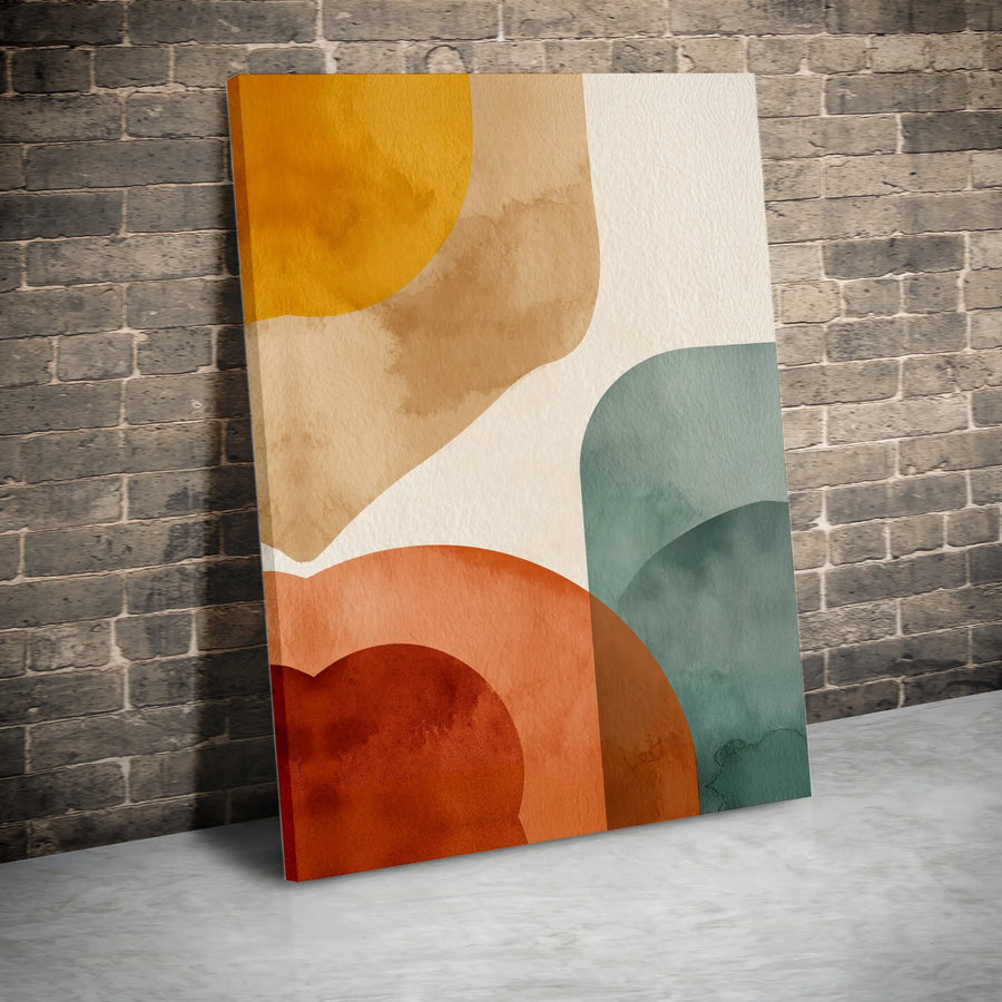 Abstract Canvas Wall Art | Modern Earth Tone Watercolor Shapes | Premium Gallery Wrap Print | Minimalist Living Room Decor Gift