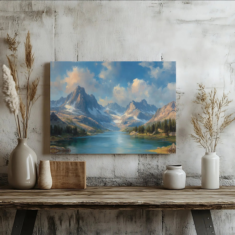Alpine Mountain Lake Canvas Wall Art | Serene Nature Landscape Print | Gallery-Quality 1.25-Inch Profile | Framed or Unframed Decor for Home Office