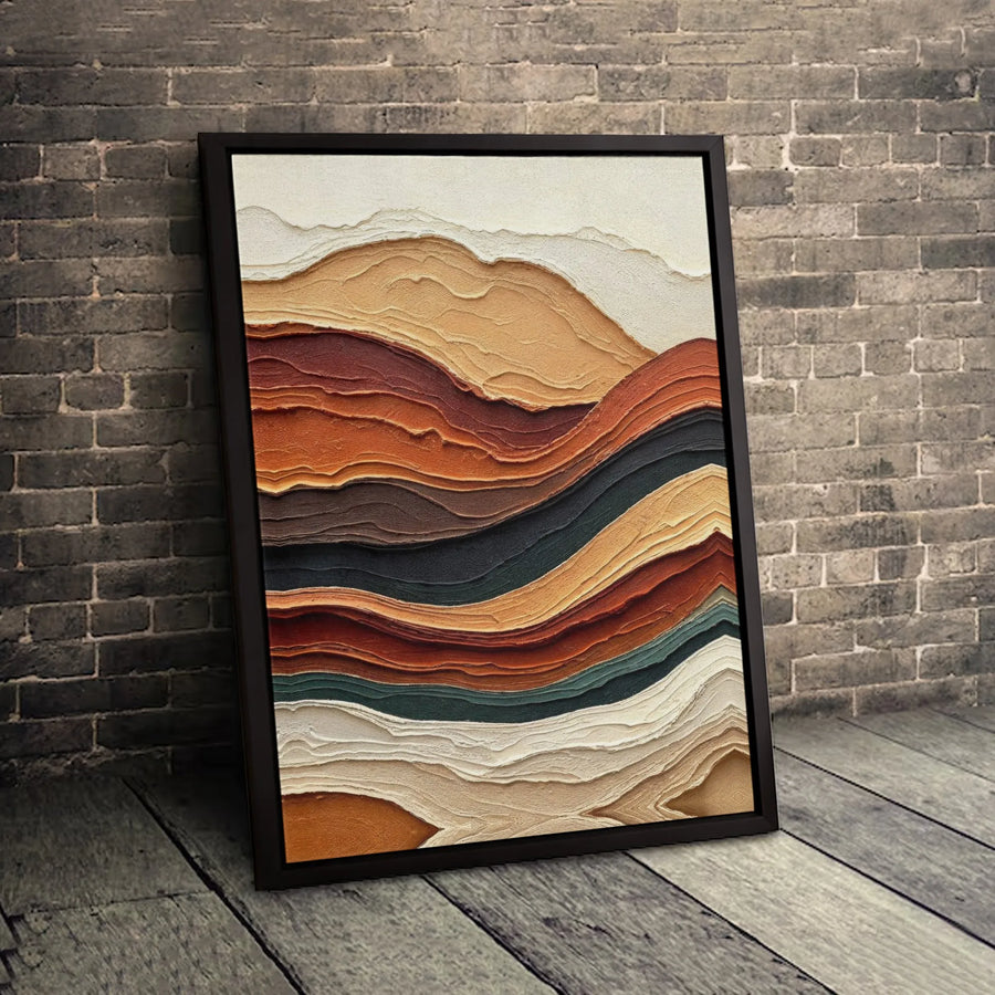Abstract Earth Tone Canvas Print | Wavy Topographical Landscape Art | Premium 1.25 Inch Gallery Wrap | Modern Neutral Home Decor Wall Art