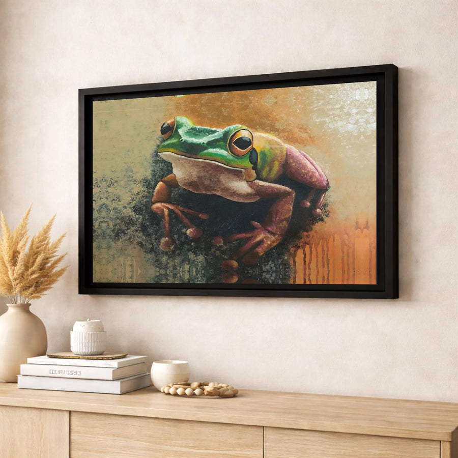 Tree Frog Wall Art Canvas | Vibrant Abstract Rainforest Animal Print | Premium Gallery-Wrapped Decor | Nature Lover Gift Home Office Wall Decor