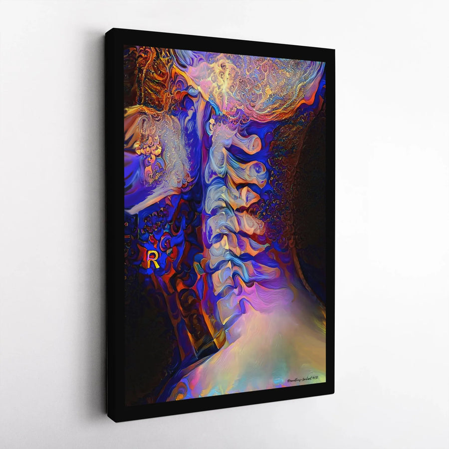 Cervical Spine Anatomy Canvas Art | Abstract Colorful Medical Wall Decor | Premium 1.25" Gallery Wrap | Gift for Chiropractor or Doctor