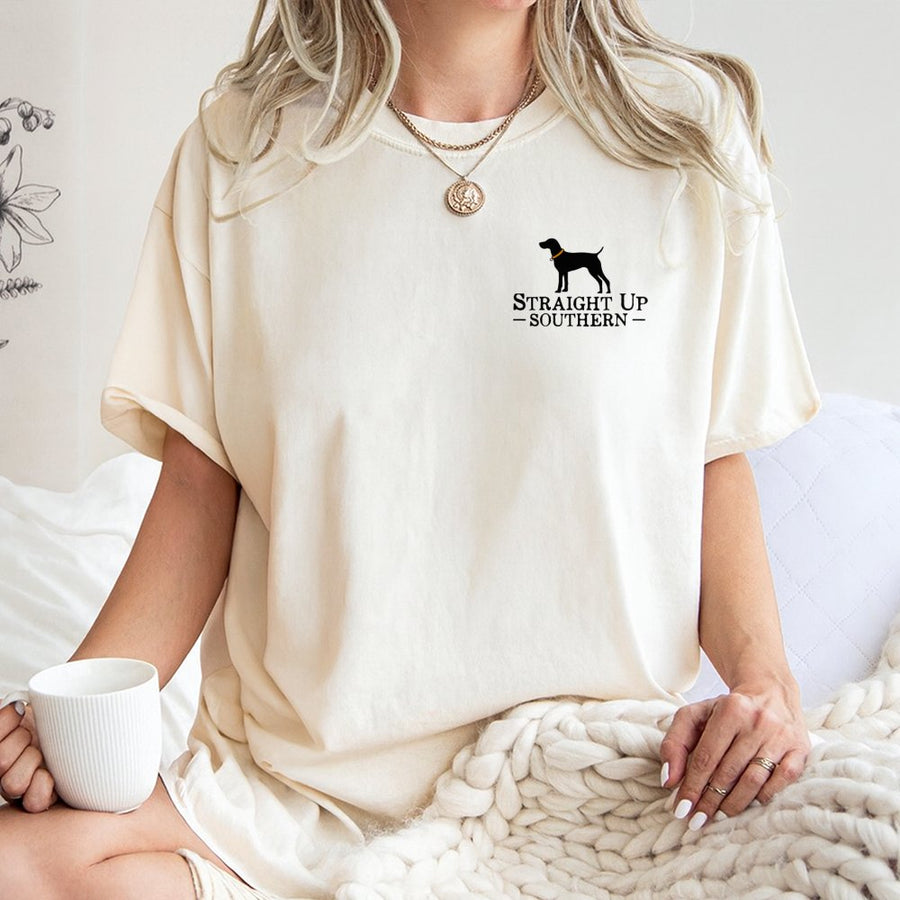 Straight Up Southern Dog T-Shirt | Minimalist Hunting Graphic | 100% Premium Cotton Tee | Gift for Outdoorsmen and Dog Lovers