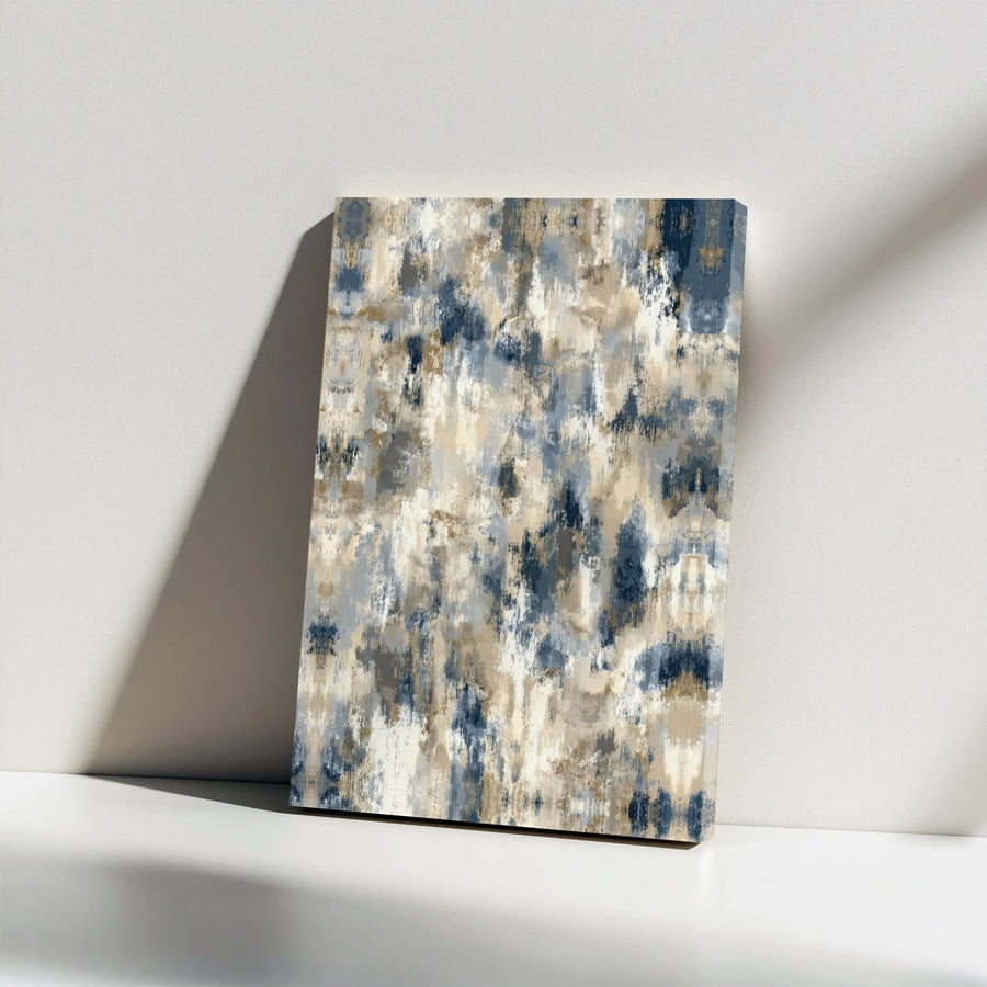 Blue and Beige Abstract Canvas Wall Art | Modern Textured Painting Print | Gallery Wrapped Premium Decor | Ready to Hang Living Room Gift