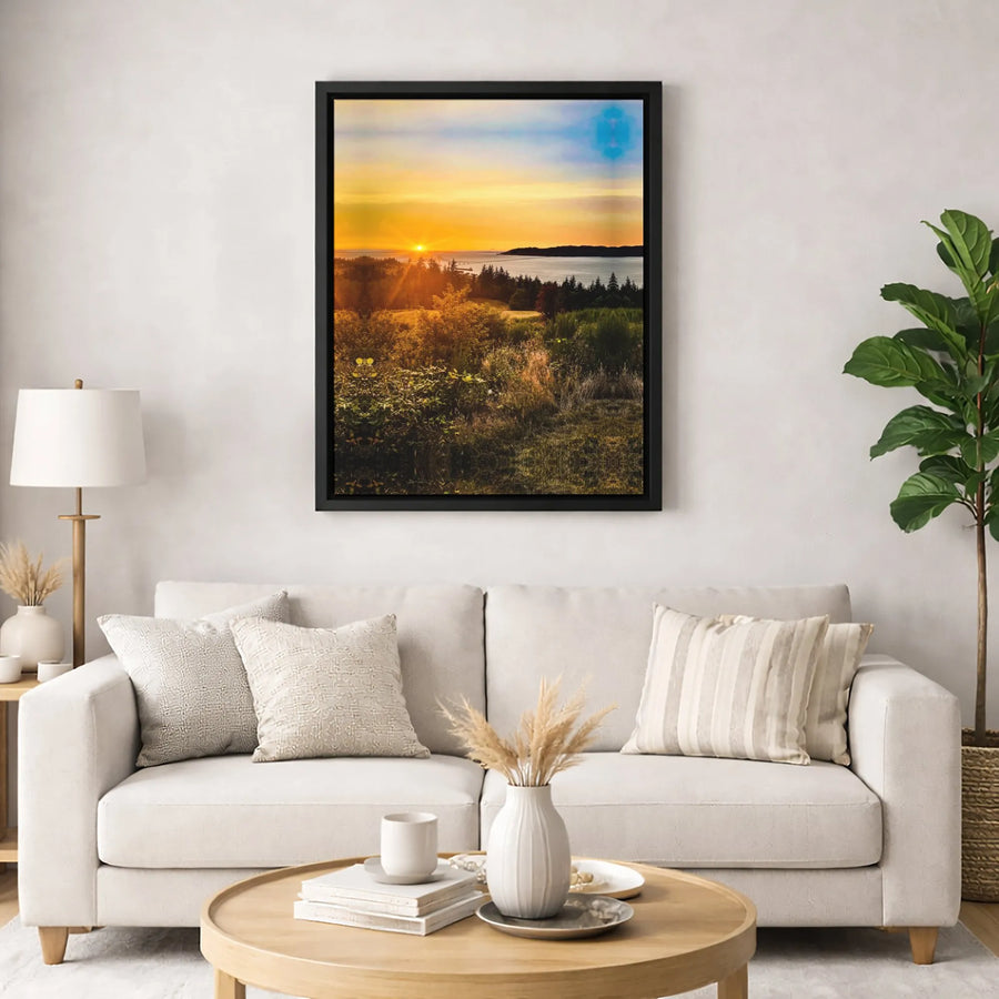 Coastal Sunset Canvas Wall Art | Golden Hour Forest Landscape Print | 1.25" Premium Gallery Profile | Modern Nature Decor for Living Room