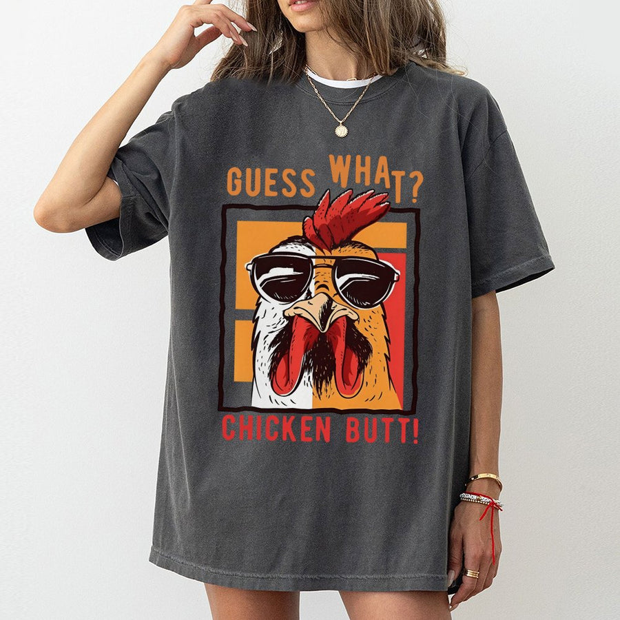 Guess What Chicken Butt T-Shirt | Funny Animal Graphic Tee | Premium 100% Cotton | Humorous Gift For Men Women Kids