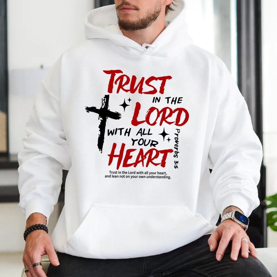 Trust In The Lord Hoodie | Proverbs 3:5 Christian Graphic | Premium Cotton Blend | Religious Gift for Men and Women