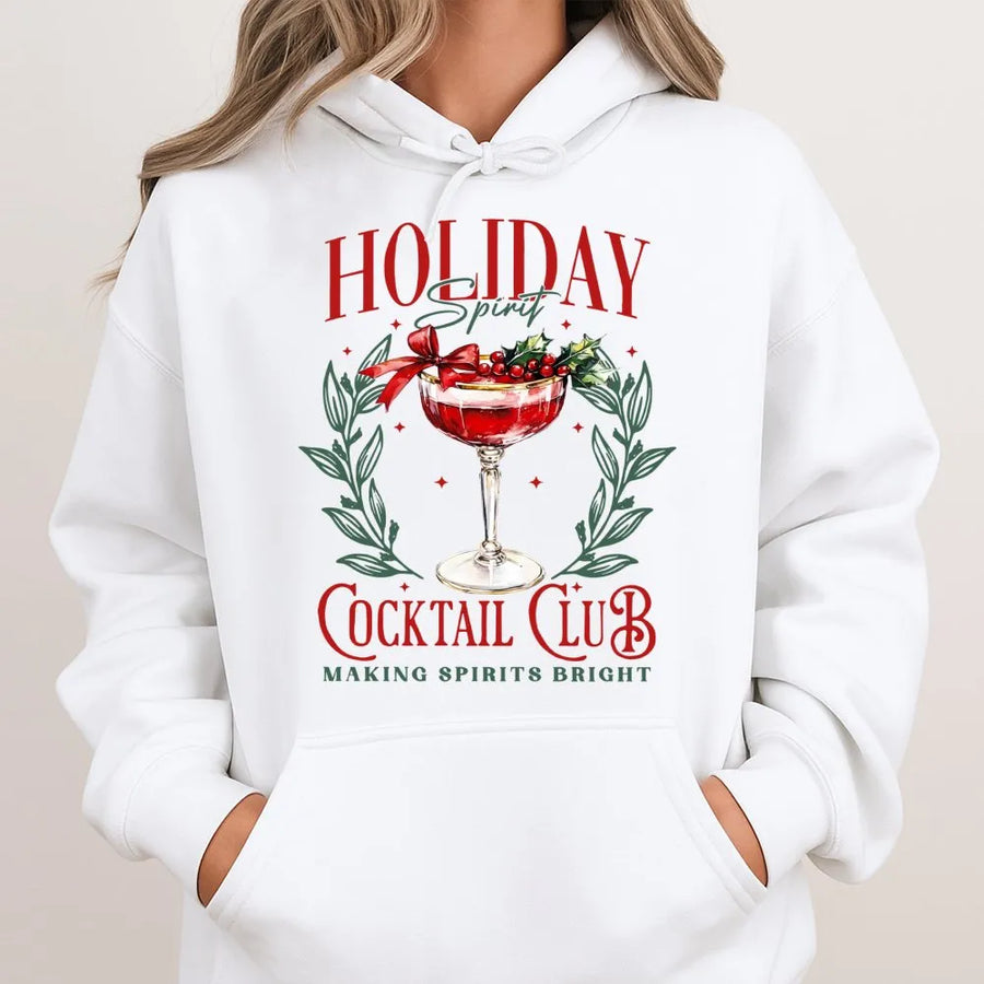 Holiday Cocktail Hoodie | Festive Christmas Drink Design | Premium Cotton Blend Fleece | Cozy Winter Party Gift for Women and Men