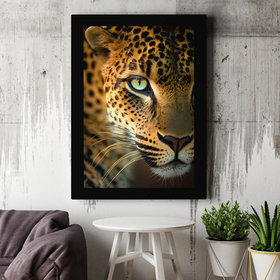 Leopard Wall Art Canvas | Macro Wildlife Photography Print | Premium 1.25" Gallery Wrap | Modern Home Decor for Living Room or Office