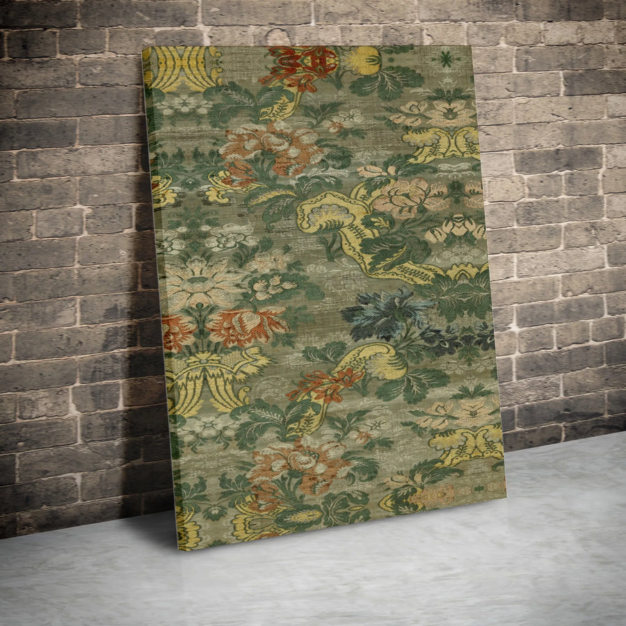 Vintage Tapestry Canvas Wall Art | Ornate Botanical Brocade Print | Thick Gallery Wrap Premium Canvas | Elegant Home Decor Gift