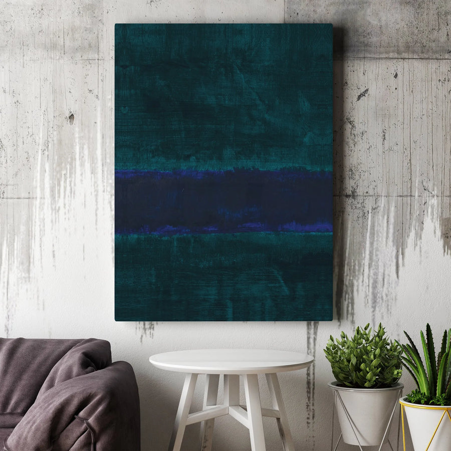 Abstract Teal And Blue Wall Art | Modern Minimalist Horizontal Stripe Canvas Print | 1.25 Inch Gallery Wrap | Premium Home And Office Decor