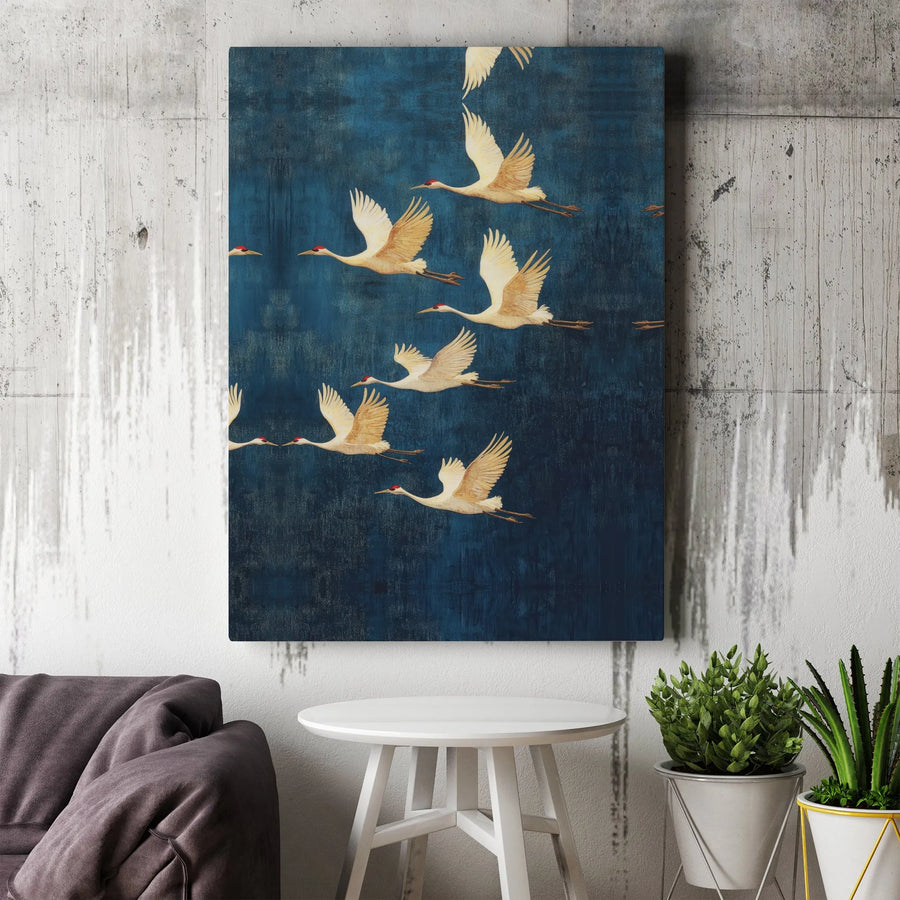 Japanese Red-Crowned Crane Canvas Art | Traditional Bird Wildlife Painting | Premium Gallery-Wrapped Print | Elegant Home Office Decor Gift