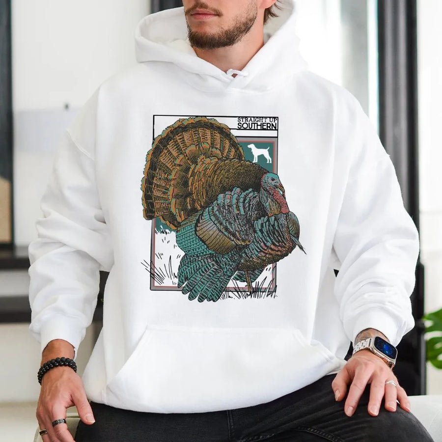 Wild Turkey Hunting Hoodie | Vintage Wildlife Illustration | Premium Cotton Blend | Gift for Hunter & Outdoorsman