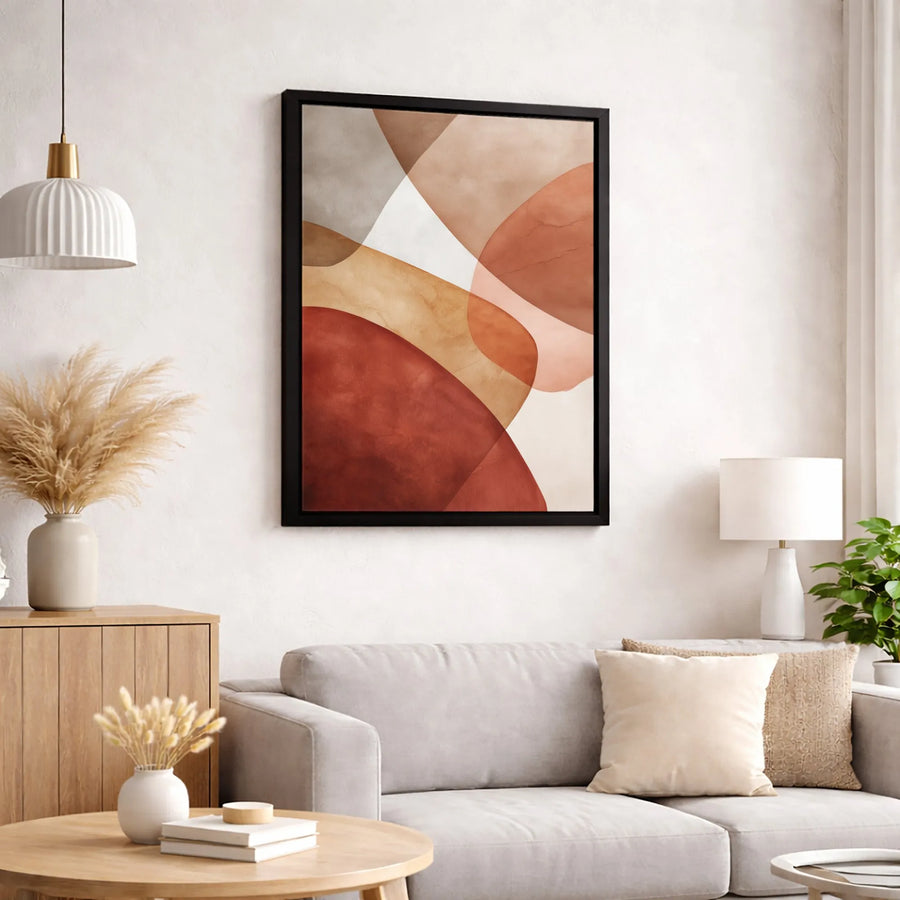Abstract Terracotta Wall Art | Modern Geometric Canvas Print | Premium Fade-Resistant Gallery Wrap | Earth Tone Decor for Living Room or Bedroom
