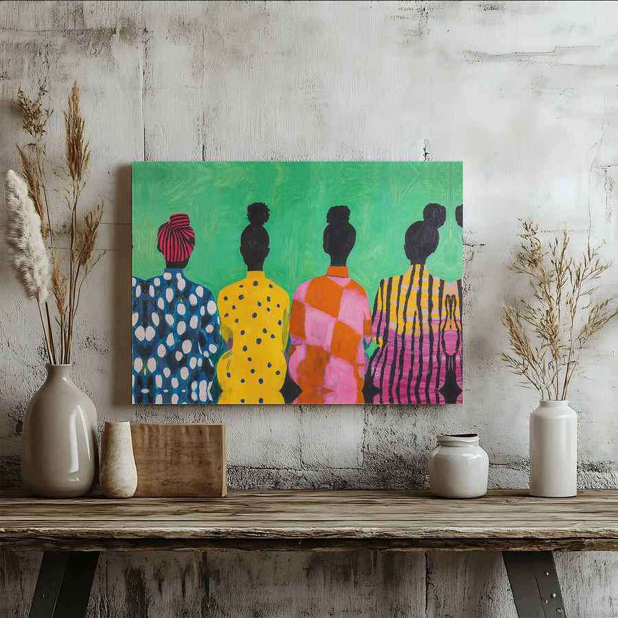 Black Women Wall Art | Vibrant Abstract Portrait Canvas Print | Premium Gallery Wrap Decor | Modern Afrocentric Living Room Gift