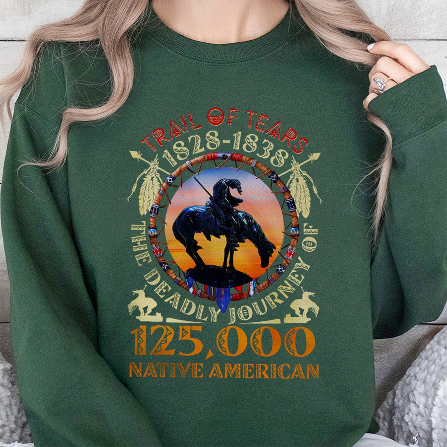 Trail Of Tears Sweatshirt | Native American History Graphic Art | Premium Cotton Blend Unisex Pullover | Historical Commemorative Gift