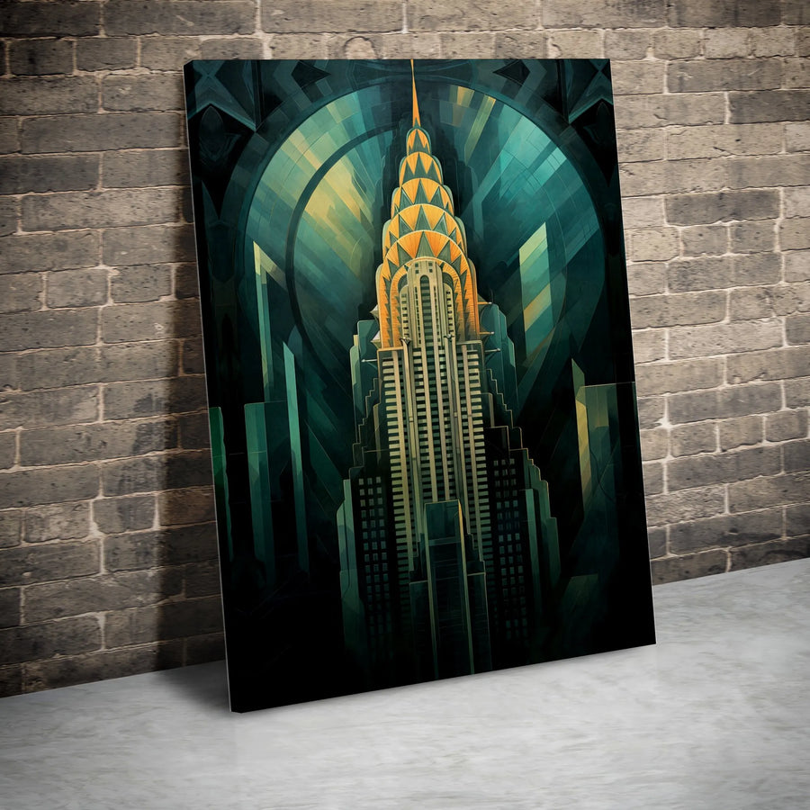 Art Deco Chrysler Building Canvas Print | Geometric NYC Skyscraper Art | Fade-Resistant Gallery Canvas | Collector's Gift for Architecture Lovers