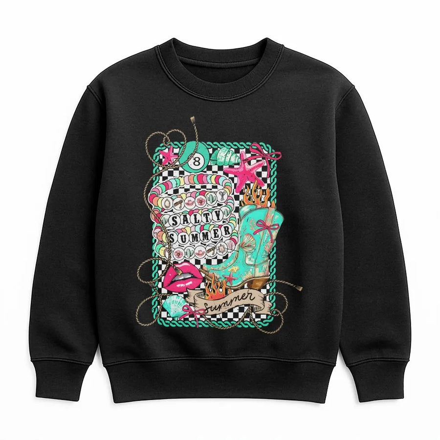 Coastal Cowgirl Sweatshirt | Salty Summer Western Beach Graphic | Premium Cotton | Gift for Her Summer Festival Top