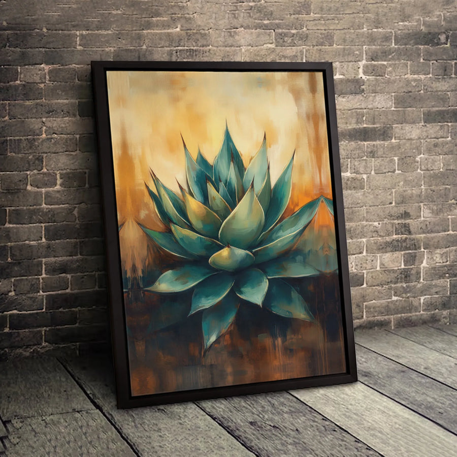 Agave Plant Canvas Art | Abstract Succulent Botanical Print | Gallery Quality 1.25 Inch Wrap | Modern Southwest Home Decor Wall Gift