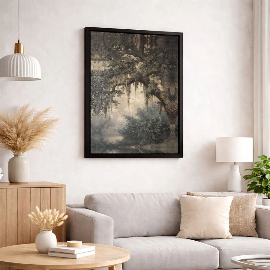 Southern Live Oak Canvas Print | Moody Spanish Moss Swamp Wall Art | Gallery-Quality 1.25" Profile | Rustic Home Decor & Nature Lover Gift
