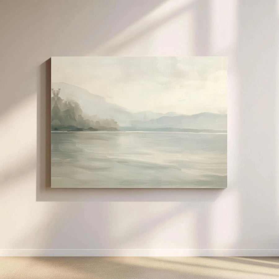 Misty Lake Landscape Canvas Print | Atmospheric Neutral Wall Art | Premium Gallery-Wrapped 1.25" Profile | Modern Home Decor Gift