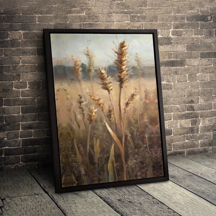 Golden Wheat Field Canvas Print | Impressionist Farmhouse Wall Art | Premium Fade-Resistant Gallery Wrap | Rustic Home & Office Decor Gift