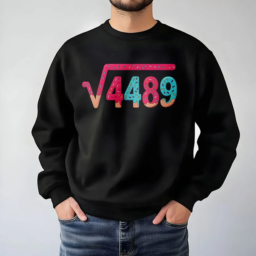 Square Root of 4489 Math Sweatshirt | Ice Cream Drip Number Graphic | Premium Cotton Blend | Funny Gift for Math Teachers and Students
