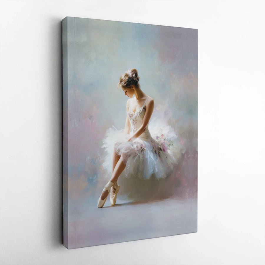 Seated Ballerina Wall Art | Impressionist Ballet Dancer Canvas Print | Premium 1.25" Gallery Wrap | Elegant Gift for Dancers & Home Decor