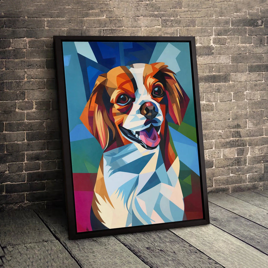 Colorful Geometric Dog Canvas Wall Art | Modern Abstract Pet Portrait | Gallery-Quality Fade-Resistant Print | Unique Gift for Dog Lovers
