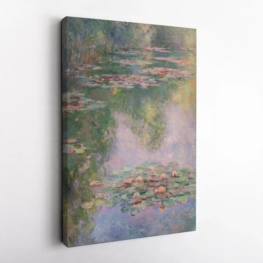 Monet Water Lilies Vertical Canvas | Famous Impressionist Painting Print | Premium 1.25" Thick Gallery Wrap | Collector's Gift for Home Decor
