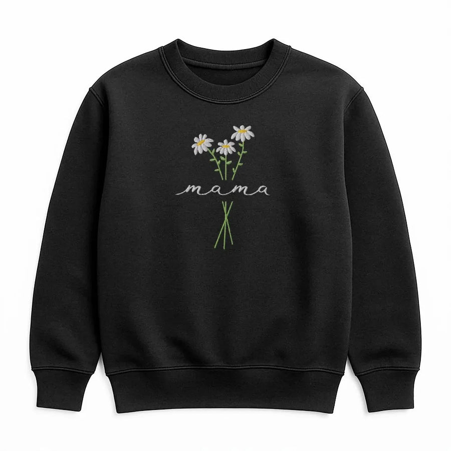 Mama Daisy Sweatshirt | Stitched-Look Floral Graphic | Premium Soft Cotton Blend | Mother's Day Gift for New Mom